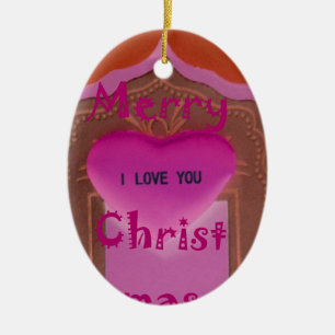 I love You Merry Christmas Heart Ceramic Tree Decoration