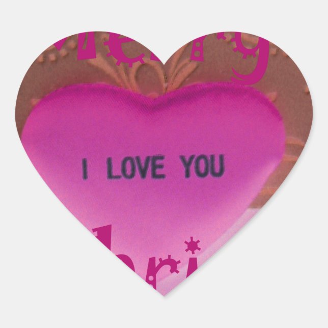 I love You Merry Christmas Heart Heart Sticker (Front)