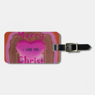 I love You Merry Christmas Heart Luggage Tag