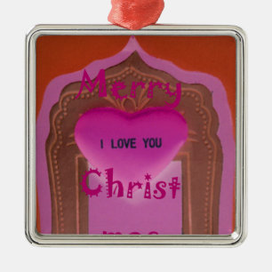 I love You Merry Christmas Heart Metal Tree Decoration