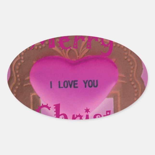 I love You Merry Christmas Heart Oval Sticker (Front)