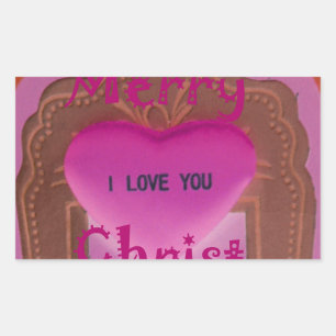 I love You Merry Christmas Heart Rectangular Sticker