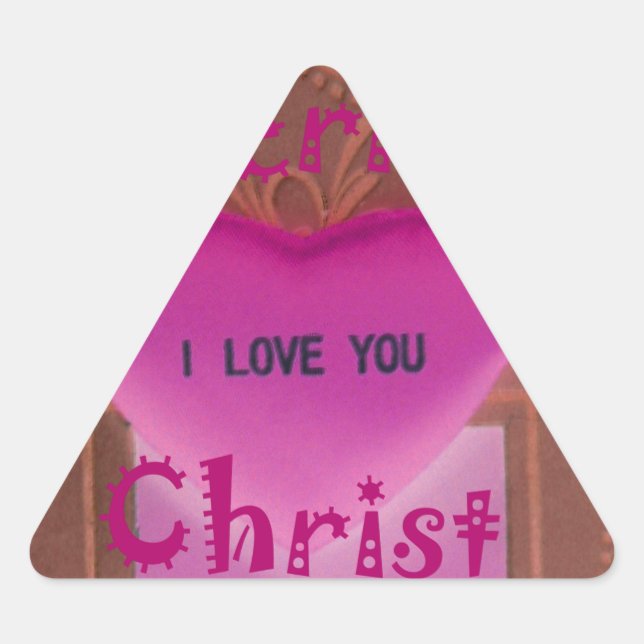 I love You Merry Christmas Heart Triangle Sticker (Front)