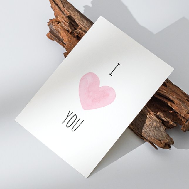 I love you. Minimal cute pink heart Valentines day Holiday Card (Creator Uploaded)