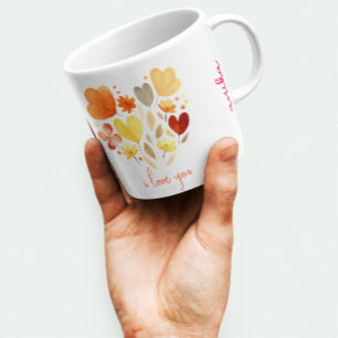 "I LOVE YOU" MINIMALIST CUSTOMIZED BOHO PETALS COFFEE MUG