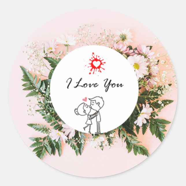 I Love You – Minimalist Heartfelt Design Classic Round Sticker (Front)