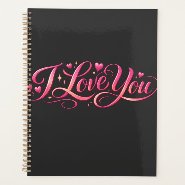 I Love You Minimalist Typography Design Planner (Front)
