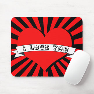 I LOVE YOU Mit Herz & Band strahlen Mouse Mat
