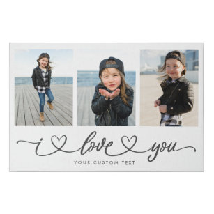 I Love You Modern Heart Script Mother's Day Faux Canvas Print