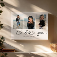 I Love You Modern Heart Script Photo Collage