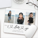 I Love You Modern Heart Script Photo Collage Mouse Mat<br><div class="desc">I Love You! Great custom photo gift for grandparents, Valentine's Day, Mother's or Father's Day, or the Holidays: This modern photo mouse pad is easy to customise with your 3 favourite photos. The text below can be personalised to read the name of the child or family members as well another...</div>