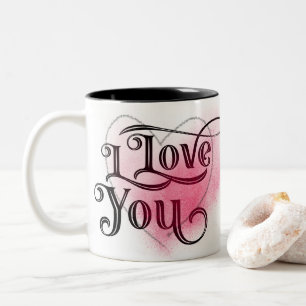 I Love You Modern Light Heart Graphic Elegant Text Two-Tone Coffee Mug