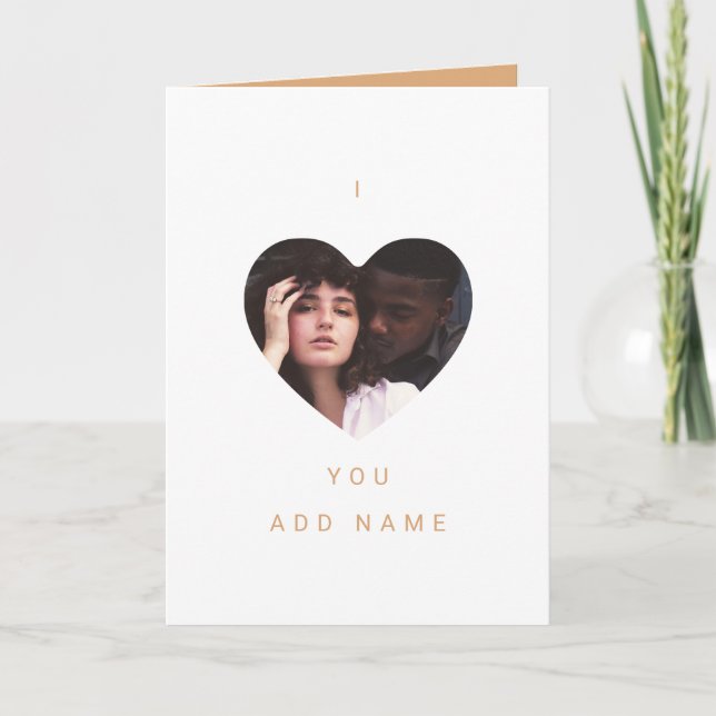 I Love You Modern Photo and Text Valentines Card (Front)