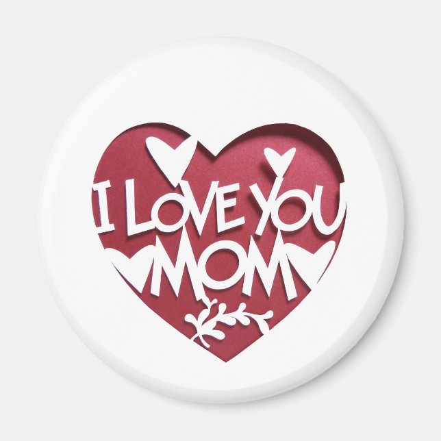 I LOVE YOU MOM 3D HEART MAGNETS (Front)