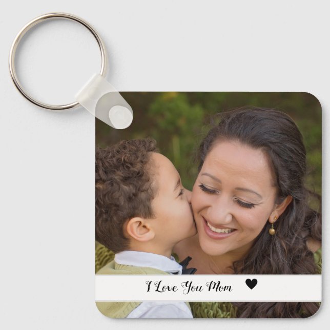 I Love you mom custom photo keychain mother's day, (Front)