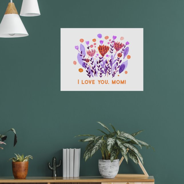 I love you, mom Cute retro doodle flowers Poster (Living Room 1)