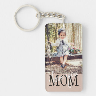 I Love You Mom Dusty Pink Custom Photo  Key Ring