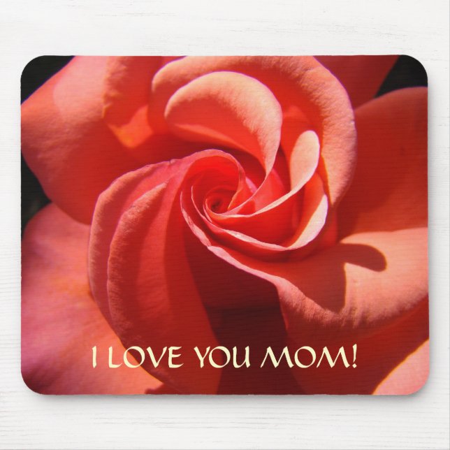 I LOVE YOU MOM! Gift Mousepad Mothers Rose Flower (Front)