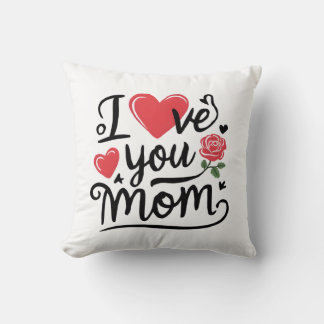 I Love You Mom Heartfelt Kids Design Cushion