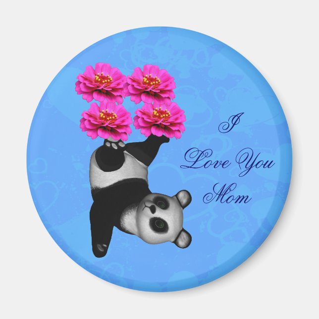 I Love You Mom Juggling Panda  Magnet (Front)