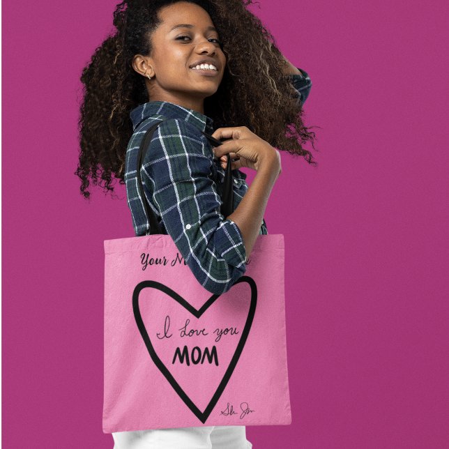 I Love you MOM Personal Message Pink Tote Bag (Creator Uploaded)