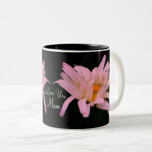 I Love You Mom White Daisy Personalized  Two-Tone Coffee Mug