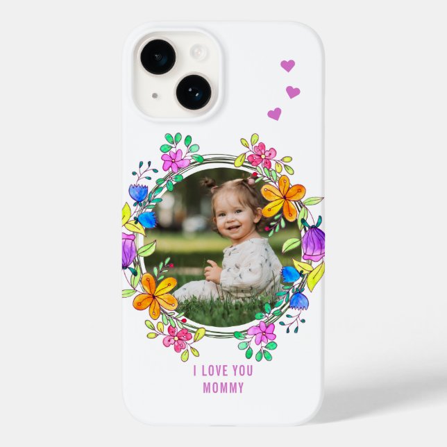 I LOVE YOU MOMMY Photo Colourful Floral Modern Case-Mate iPhone Case (Back)