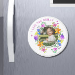 I LOVE YOU MOMMY Photo Colourful Floral Modern Magnet<br><div class="desc">I LOVE YOU MOMMY Photo Colourful Floral Modern Magnets features your favourite photo surrounded by a floral wreath of colourful watercolor flowers. Personalised with your text such as "I love you mummy" in modern elegant calligraphy script typography. Perfect for birthday, Christmas, Mother's Day and more. PHOTO TIP: centre your photos...</div>