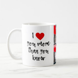I Love You More Brushed Heart Personalised Photo Coffee Mug