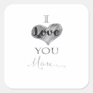 I Love You More Chalkboard Heart Typography  Square Sticker