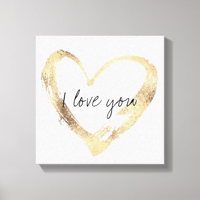 I Love You More Gold Heart Canvas Print (Front)