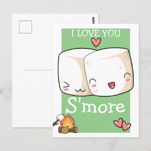 I Love You More Kawaii Marshmallow Postcard