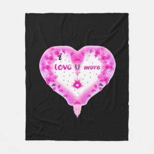 I Love You More Pink Heart Romantic Fleece Blanket