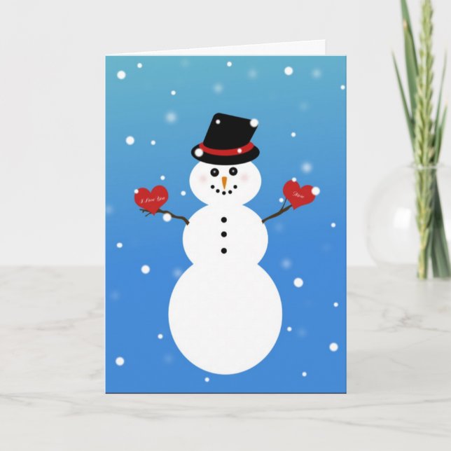 I Love You More Snowman Holiday Card (Front)