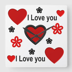 I love you ...more than any words can say. square wall clock