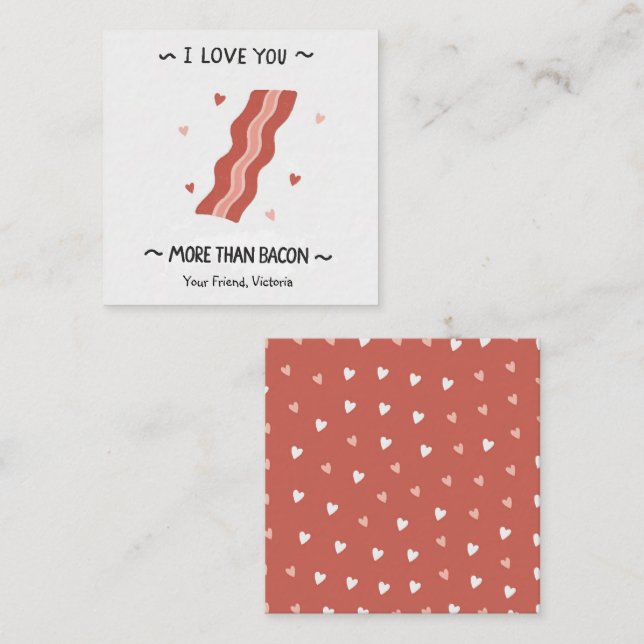 I love you more than bacon Kids Valentines Day Card (Front/Back)