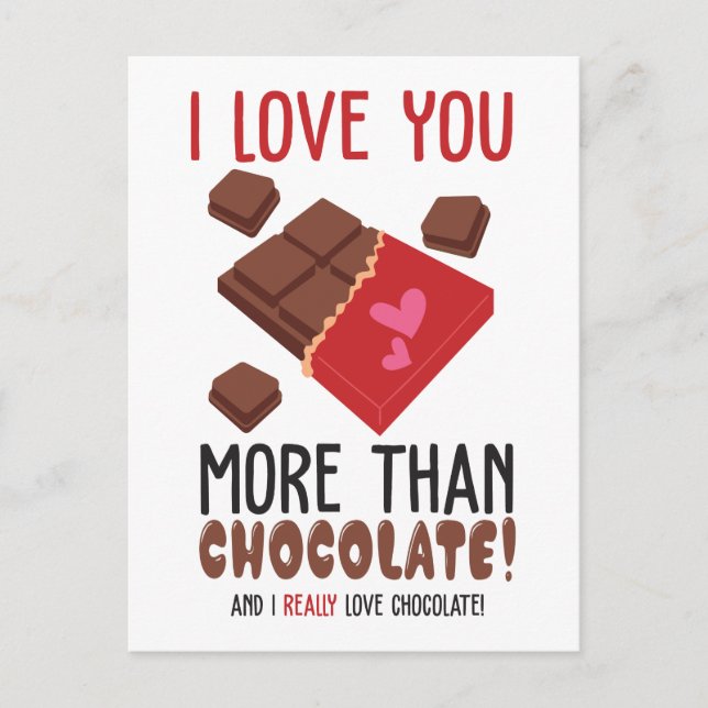 I Love You More Than Chocolate Colour Graphic Postcard (Front)