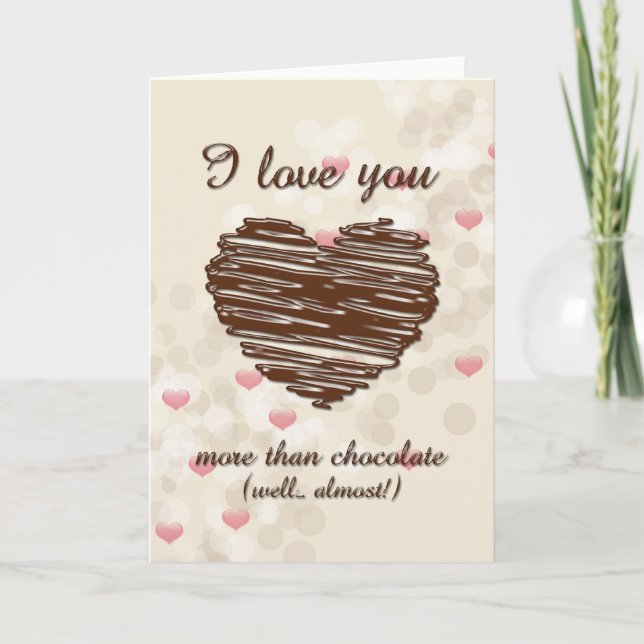 I love you more than chocolate pink hearts card (Front)