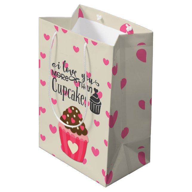 I Love You More Than Cupcakes Gift Bag (Back Angled)