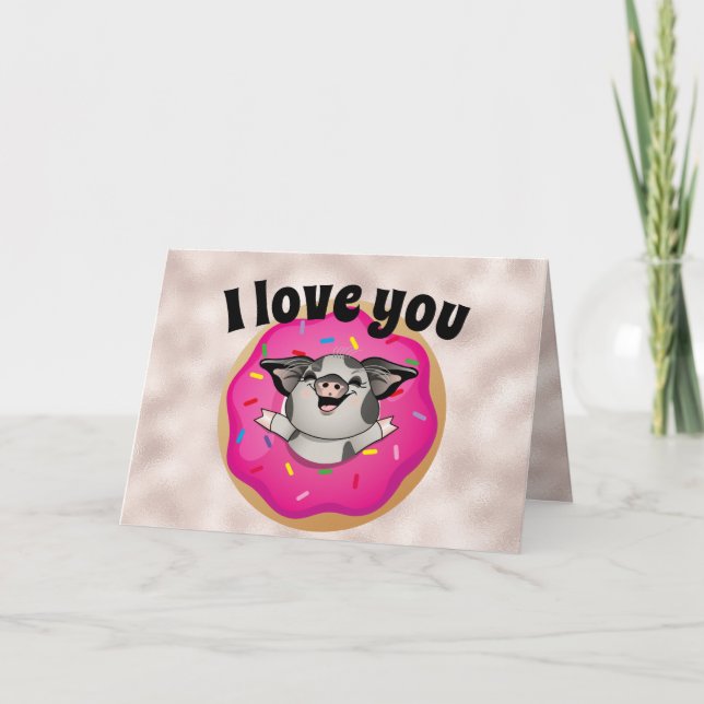 I Love You More Than Doughnuts Valentine's Day Holiday Card (Front)