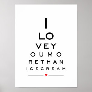 I love you more than ice cream eye chart