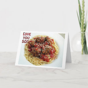 I LOVE YOU MORE THAN PASTA=ITALIAN LOVE HUMOR HOLIDAY CARD