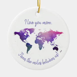 I love you more than the miles between us distance ceramic tree decoration