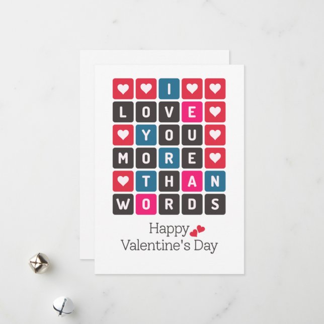 I Love You More Than Words Valentine's Day Holiday Card (Front/Back In Situ)