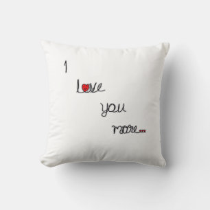 I Love You More With Red Hearts Romantic Design Cushion