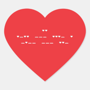 I Love You Morse Code Heart Sticker