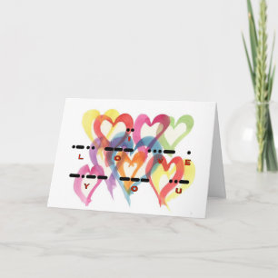 I Love You Morse Code Multi-Hearts Card