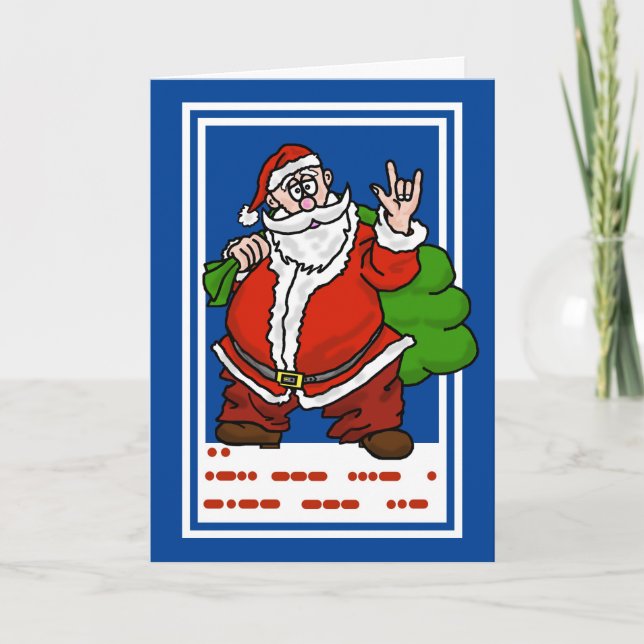 I Love You Morse Code Sign Language Christmas Card (Front)