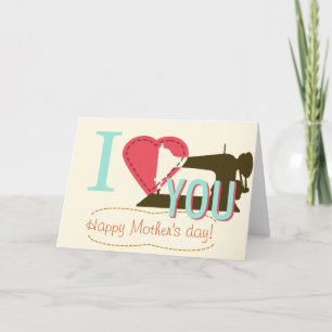 I love you Mothers day sewing crafts creative card