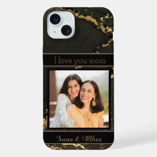 I Love you Mum Black and Gold Customisable iPhone 15 Plus Case